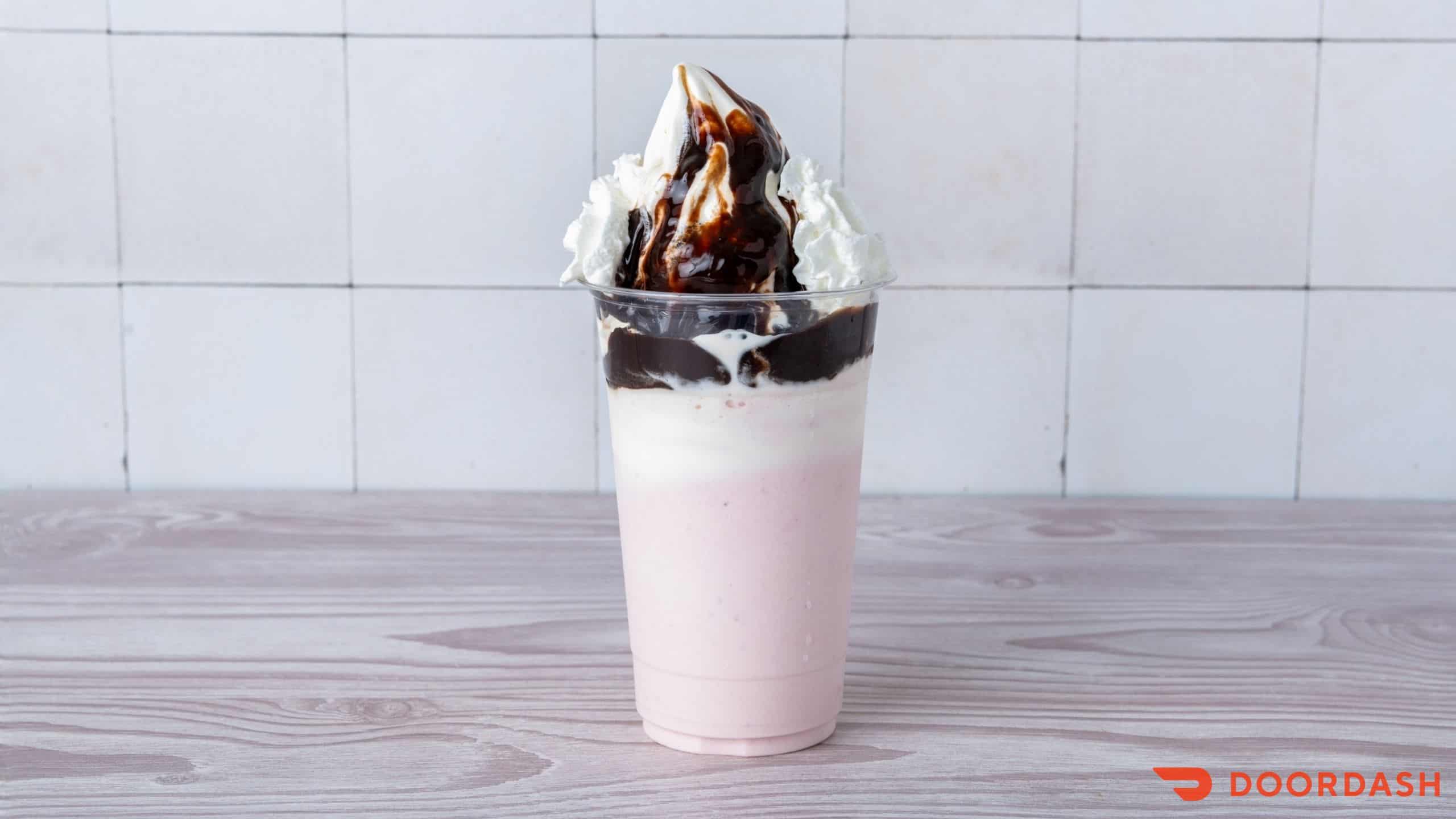 Boston shake with soft serve and whipped cream